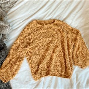 Boutique Popcorn Knit Sweater (gold)